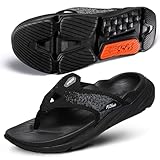 PCSsole Plantar Fasciitis Sandals for Men - High Arch Support Flip Flops with Comfort Cushion & Rubber Sole - Recovery Thong Orthotic Sandals for Foot Pain - Flat Feet - Arch Pain - Heel Pain