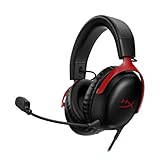 HyperX Cloud III – Wired Gaming Headset, PC, PS5, Xbox Series X|S, Angled 53mm Drivers, DTS, Memory Foam, Durable Frame, Ultra-Clear 10mm Mic, USB-C, USB-A, 3.5mm – Black/Red