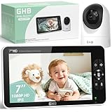 GHB Babyphone Caméra 7" 1080P HD Rotation 350° Mode VOX Autonomie 168H