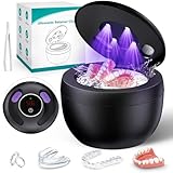Upgraded Ultrasonic Retainer Cleaner Machine, 45kHz Ultrasonic Dentures Cleaner for Night Guards, Braces, Aligner, Toothbrush, Jewelry and More, 200ML Capacity, Black1