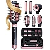 ELLA BELLA® 6 in 1 Professional Hot Air Styler • Powerful Hair Dryer & Straightener Set • Styling Without Heat Damage • Fast Drying Curling Volumizing Straightening • Includes Protective Travel Case
