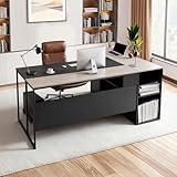 VEVOR Scrivania Direzionale a L, Ampia Scrivania in Legno Moderna per Ufficio con Cassetti, Mobiletto Portaoggetti e Supporto per CPU, Capacità di Carico di 158,7 kg, per Computer per Lavoro, Studio