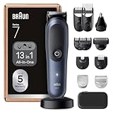Braun Tondeuse Electrique Tout-En-Un Pour Hommes Series 7 AIO7565 Bleu, Kit 13-En-1 Avec Lame ProBlade et 7 Sabots, Coffret De Rasage Avec Accessoires, Conçue Pour Raser Barbe, Cheveux et Corps
