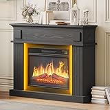 YITAHOME Cheminée Electrique, Effet Flamme 3D Réaliste, Cheminee Decorative Autonome avec Minuterie et Bande Lumineuse LED 24 Couleurs et Télécommande 100X26X80.5CM