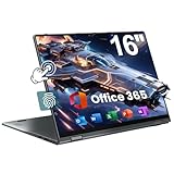 jumper Laptop 16 Zoll, Touchscreen Laptop mit 1 Jahr Office 365, 640GB Storage 16GB DDR5, 4-Core, Fingerabdruckleser, Tastatur mit Hintergrundbeleuchtung, BT5.2, WiFi 6, 53.2WH, für Studenten Business