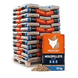 Holzpellets Blue Palette 975 kg (65 x 15 kg) - 6mm Weichholz Pellets mit hohem Heizwert & geringem Ascheanteil - Premium Heizpellets als Sackware für Feuerrohr, Kamin, Ofen oder Grill