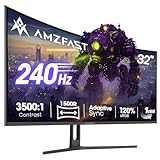 Amzfast Écran PC Gaming Incurvé 32 Pouces, 240Hz, FHD, 1Ms MPRT, Adaptive Sync, sRGB 120%, HDR, Anti-Scintillement, Faible Lumière Bleue, HDMI 2.0/DP 1.4, VESA 75x75, AMZG32C3F