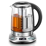 FOHERE Electric Kettle With Temperature Control And Tea Infuser 1.7L Electric Kettle Glass And Stainless Steel Hot Water Kettle, 2 Hours Keep Warm