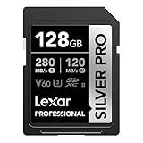 Lexar Silver Pro SD Scheda SD 128GB, Scheda di memoria UHS-II, V60, U3, C10, Scheda SDXC, Fino a 280 MB/s di lettura, per Fotografi Professionisti, Videografi, Appassionati (LSDSIPR128G-BNNAA)