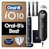 Oral-B iO10 Electric Toothbrushes Adults, Gifts For Women / Men, 1 Handle, 3 Toothbrush Heads, Charging Travel Case, Toothbrush Head Holder, 7 Modes, 2 Pin Plug, Cosmic Black, Oral B IO Toothbrush