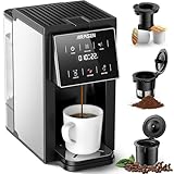 AIRMSEN Grind & Brew Coffee Maker with Grinder - Single Serve Machine Compatible with K-Cup Pods & Ground, 1000W Fast 6-14oz Brewer, Descaling Alert, Touchscreen & 50oz Removable Tank