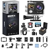 AKASO Brave 4 4K30fps Action Camera with 64GB MicroSDXC Memory Card Accessories Kit Bundle - 20MP Ultra HD Photo EIS 30m Waterproof Camera WiFi Remote Control 5X Zoom Underwater Video Cameras