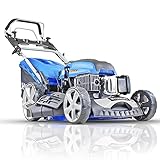 Hyundai 20"/51cm 196cc Electric-start Self-propelled Petrol Lawnmower, 6 Cutting Heights, Large 70l Grass Collector, Foldable Handles,