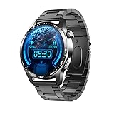 スマートウォッチ 通話機能搭載 日本製センサー 健康管理 1.55インチ大画面 158種スポーツモード 金属ボディ 防水 多彩文字盤 歩数計 睡眠記録 通知表示 長時間駆動 Bluetooth5.3 メンズ レディース スポーツ ビジネス プレゼント ギフト (2種類のバンド 黑三株+ブラック(TPU))