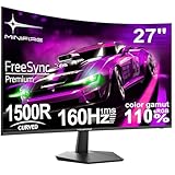 Minifire 27 Inch Curved Gaming Monitor 160Hz, FHD 1920x1080, PC Screen with VA Panel 1500R, 1Ms GtG, sRGB130%, Computer Screen, VESA Compatible, Eye Care Adaptive Sync HDMI&DP Prots (MFG27C1L)