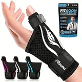 Fitsoon Thumb Wrist Brace | Upgraded Thumb Spica Splint Stabilizer Pain Relief Night Support for De Quervain’ s Tenosynovitis Trigger Finger Arthritis Sprains | Breathable Fabric (Classic White/Black, S/M - Fit both hands)