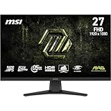 MSI MAG 272F X24 27-Inch Gaming Monitor, 1920x1080, FHD Rapid IPS, 240Hz, 0.5ms, HDR ready, AMD FreeSync Premium, Eye care, AI vision, HDMI 2.0b, DP 1.2a, Frame-less, Vesa Mount, Black