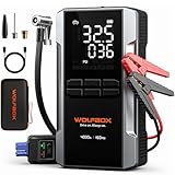 WOLFBOX 4000A Jump Starter with 160PSI Air Compressor, 12V Car Battery Booster, 88.8Wh Portable Jump Box (10.0 Gas/10.0L Diesel) with 65W Fast Charge, Tire Inflator, Jumper Cables, and LED Light