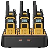 Retevis RB48 Walkie Talkies for Adults, Heavy Duty 2 Way Radios Long Range with Six-Way Charger, IP67 Waterproof, Shock Resistant, Dual PTT, for Jobsite Construction(6 Pack)