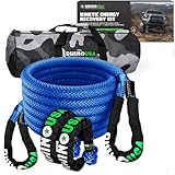 Rhino USA Kinetic Rope Recovery Kit (7/8in x 30ft) - Heavy Duty Offroad Snatch Strap - Includes 2 Soft Shackle for UTV, ATV, Truck, Car, Jeep, Tractor