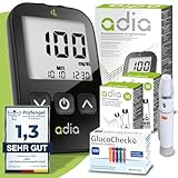 adia glucometro (mg) + 110 strisce per glicemia + 110 lancette, 1 pungidito, 1 astuccio, glicemia misurare kit completo per il monitoraggio della glicemia per diabetici