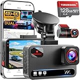 TERUNSOUl 4K+4K Dash Cam Front and Rear, Free 128GB Card Included, 5.8GHz WiFi Dash Camera for Cars, Built-in GPS, G-Sensor, 170°Wide Angle, 3" IPS Screen, 24H Parking Mode, Support 512GB Max