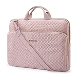 BAGSMART 15.6 Inch Laptop Case Sleeve Compatible with MacBook Pro 16 Inch,15.6 Inch HP,Dell,Acer Aspire,Asus Notebook, Lightweight Laptop Bag for Women with Shoulder Strap,Pocket,Handle, Pink