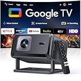Proiettore 4K【Google TV/Compatibile con Netflix】Videoproiettore Auto Focus e 6D Keystone Projector a Focale Corta Proiettore Portatile WiFi Bluetooth Proiettori Rotabile Home Cinema per Casa e Esterno