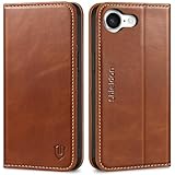 SHIELDON Case for iPhone 17e, for iPhone 16e Case, Genuine Leather Wallet Magnetic RFID Blocking Card Slot Kickstand Shock-Absorbent Phone Holder Cover Compatible with iPhone 16e 6.1" - Retro Brown