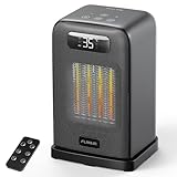 FLANUR Portable Space Heater with Thermostat, 1500W PTC Ceramic Fast Heating & ECO Mode - 2-in-1 Heater Fan, Remote, Digital Display, 12H Timer, Under 35dB Quiet Indoor Space Heater-Black