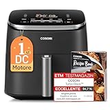 COSORI Friggitrice ad Aria Turbo Blaze 6 Litri, Air Fryer con DC Motore Tecnologia, 9 Funzioni & 5 Velocità della Ventola Automatica, 110 Ricette & 96 Tabelle di Cottura degli Ingredienti, 1725W
