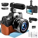 Hojocojo 4k Macchina Fotografica Digitale, 52mm grandangolare e obiettivo macro，56MP Vlogging Camera per YouTube con Schermo Flip 180°, 18X Zoom digitale, 2 batterie, 64GB SD Card