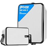 Plyee Audio 600W Outdoor Bluetooth-Lautsprecher, drahtlose Synchronisation zwischen Lautsprechern, kraftvoller Bass, Wandmontage für Terrasse, Veranda, Gartenlaube, Garage, 2er-Pack, Weiß (MZ-658)
