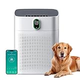 MERONTE Luftreiniger für Allergiker, Air Purifier Für Raucherräume, HEPA Filter Gegen Staub Pollen, CADR 300 m³/h für 100 m², 24 dB, Timer, Luftqualitäts-Feedback & Automodus, Mattweiß, 1 Pack+3 Modi