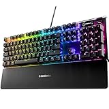 SteelSeries Apex 5 Hybrid Mechanical Gaming Keyboard – Per-Key RGB Illumination – Aircraft Grade Aluminum Alloy Frame – OLED Smart Display (Hybrid Blue Switch)
