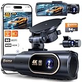 3 Channel 4K Dash Cam Front and Rear,4K Dash Cams for Cars,4K+1080P+1080P Car Camera, Built-in Wi-Fi & APP, G-Sensor,Night Vision, 64GB SD Card