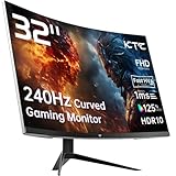 KTC 32 Inch Curved Gaming Monitor, Full HD 1080P@240Hz Monitor, VA 1500R, 1ms, Adaptive Sync, HDR10, HDMI 2.0 / DP1.4, 125% sRGB, VESA, Compatible with Desktop, Laptop, PS5, Xbox, Switch and More