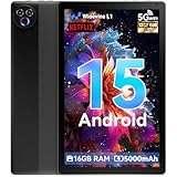 MUISOO Tablet 10 Inch Android 15, Tablets 16GB RAM 1TB Expandable, Android Tablet 1332 * 800 HD, 5G WiFi, BT5.4, 5MP Dual Camera, Tab PC 5000mAh Battery, GMS Widevine L1 (Black)