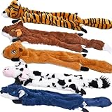 SHARLOVY Dog Squeaky Toys 5 Pack, Pet Crinkle Toy No Stuffing Animals Plush, Dog Chew for Large and Medium, Doggie Teething for Boredom