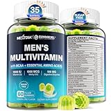 Methylated Multivitamin for Men Gummies, BCAA Amino Acids, Zinc, Daily Vitamin A C D3 E K2 B Complex, Calcium, Magnesium, Lycopene, Digestive Enzymes - Energy, Immune, Muscle- Sugar Free, Vegan, 60Cts