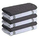 Infinitee Xclusives 100% Cotton Kitchen Towels - 15x25 Inch Ultra Soft Tea Towel, Super Absorbent Terry Dish Towels for Kitchen Linens |Grey|