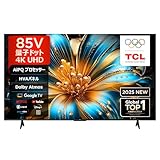 【Amazon.co.jp限定】TCL テレビ 85V型 4K 量子ドット 液晶 85T6C Google TV Wチューナー ネット動画 Airplay2 クロームキャスト Alexa対応 目保護 音声検索 Dolby Atmos チューナーイン スマートテレビ 2025年モデル 壁かけ