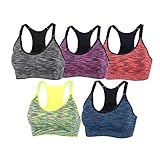 xcylive Women 5 Pack Adjustable Straps and Removable Pads Tank Top Seamless Racerback Sports Bra, L, 5 Pack(blue+red+green+purple+gray)