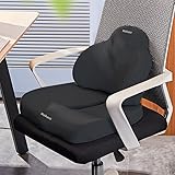 Meikaso シートクッション 2点セット座布団 低反発 ファッション まくらランバーサポート アップグレード ハイエンド 人間工学 腰痛 お尻 骨盤サポート 運転 背もたれ 腰当て 車用品 オフィス 椅子 敬老の日 ギフト (ブラック)
