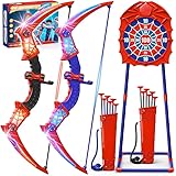 Toys for Age 3-12, 2 Pack Boys Toys With Red & Blue LED Lights, Standing Target & 2×Quiver, Indoor Outdoor Toy Gifts Birthday Presents for 3 4 5 6 7 8 9 10 11 12 Year Old Boys Girls Kids