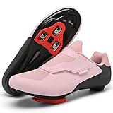 Womens Cycling Shoes Compatible with Peloton Indoor Road Bike Riding Shoes Pre-Installed Delta Cleats Clip Outdoor Pedal (Pink, 39)