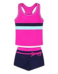 AmzBarley Girls 2-Piece Tankini Swim Set – Racerback Top & Swim Shorts, Quick-Dry Fabric, For Beach & Pool
