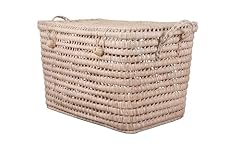 Cesta De Mimbre Grande Con Tapa - Estilo Boho Chic Para Almacenaje De Juguetes, Ropa O Mantas